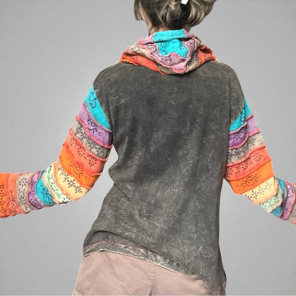 Rising International Patchwork Embroidered Zip Up… - image 7